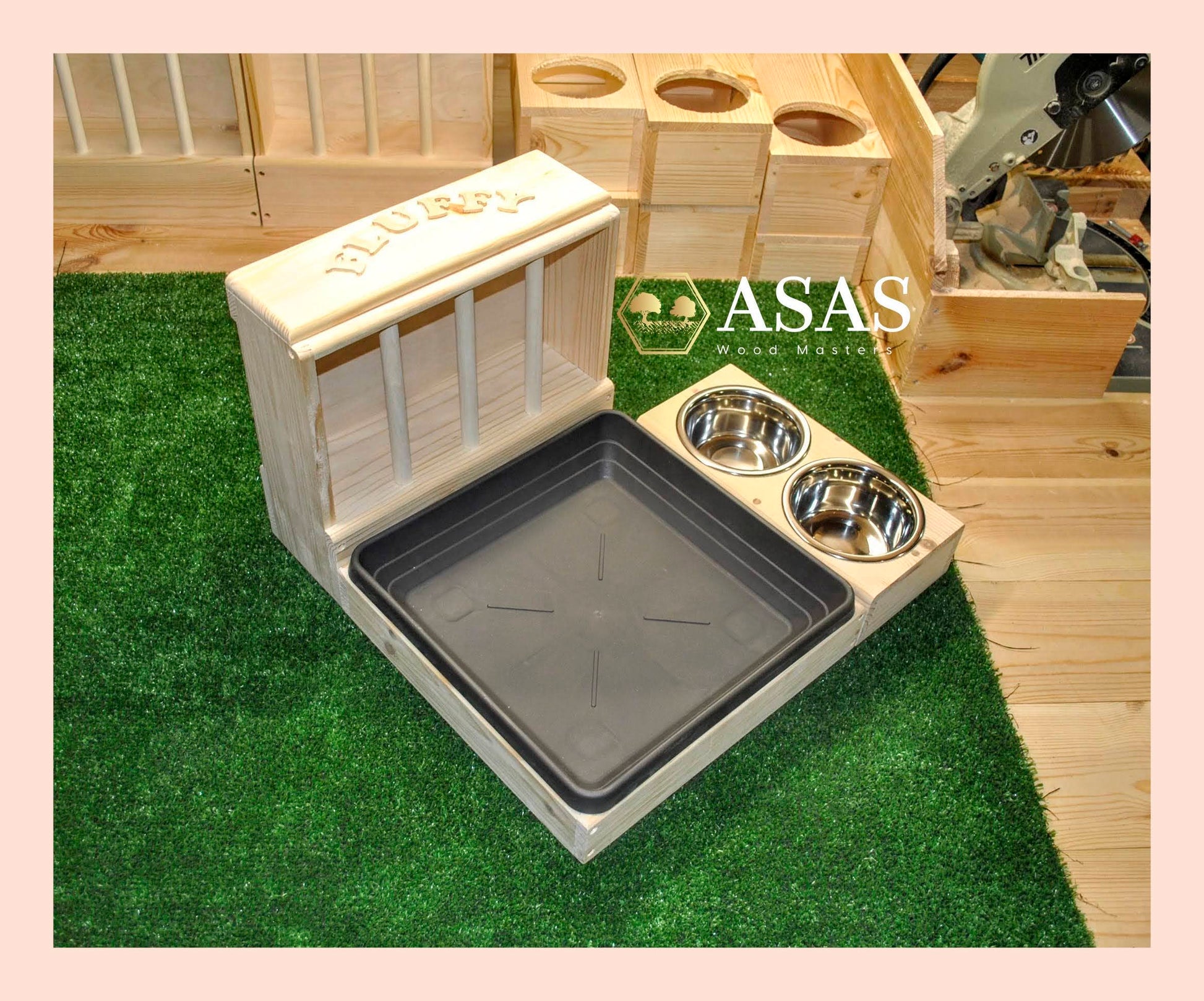 rabbit hay feeder with litter box, made by asaswood