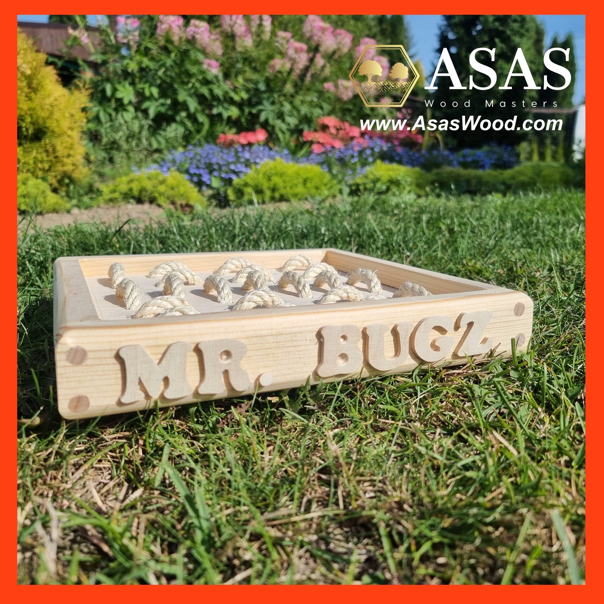 rabbit digging box with sisal rope and personalization