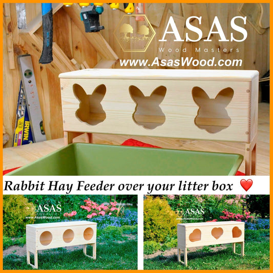 Rabbit hay feeder over litter pan ❤️