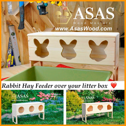 Rabbit hay feeder elevated wooden