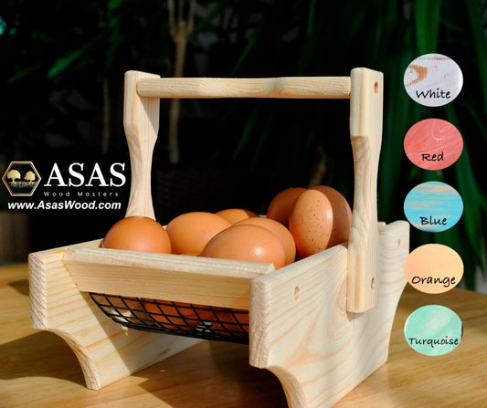 egg basket wooden with colors to choose