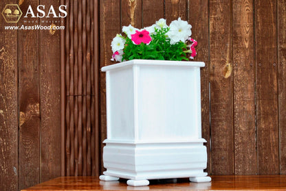 wooden planter white