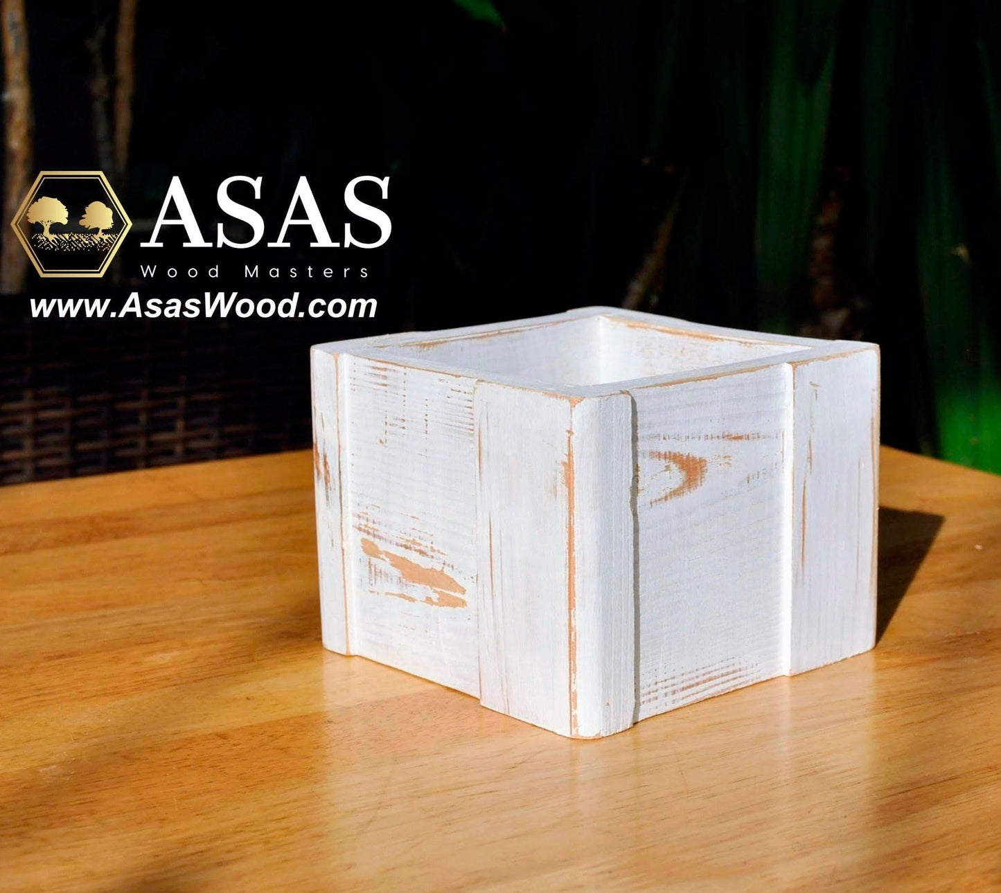 wooden box white aged, made by asaswood