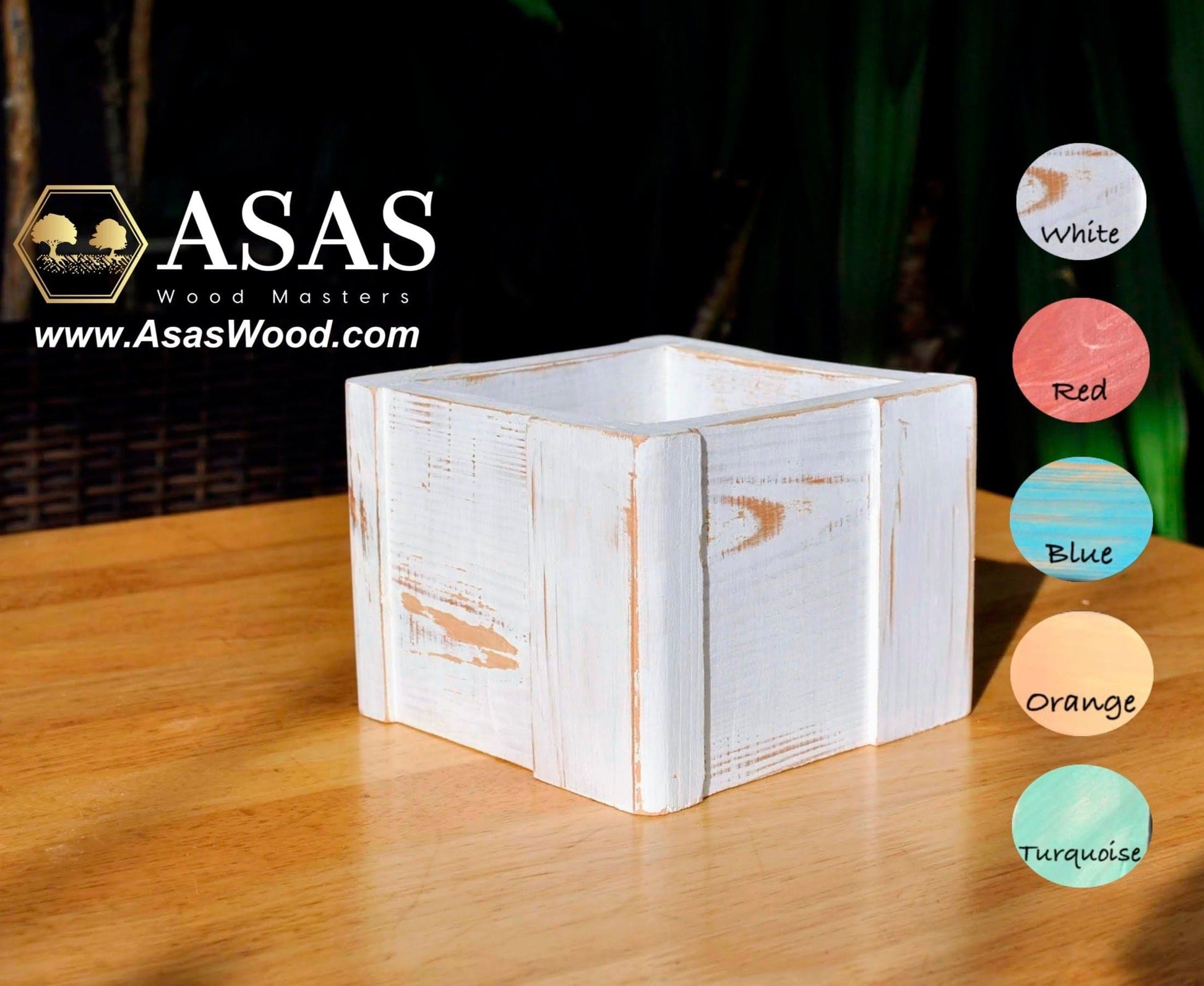 wooden box white aged, made by asaswood, colors to choose from