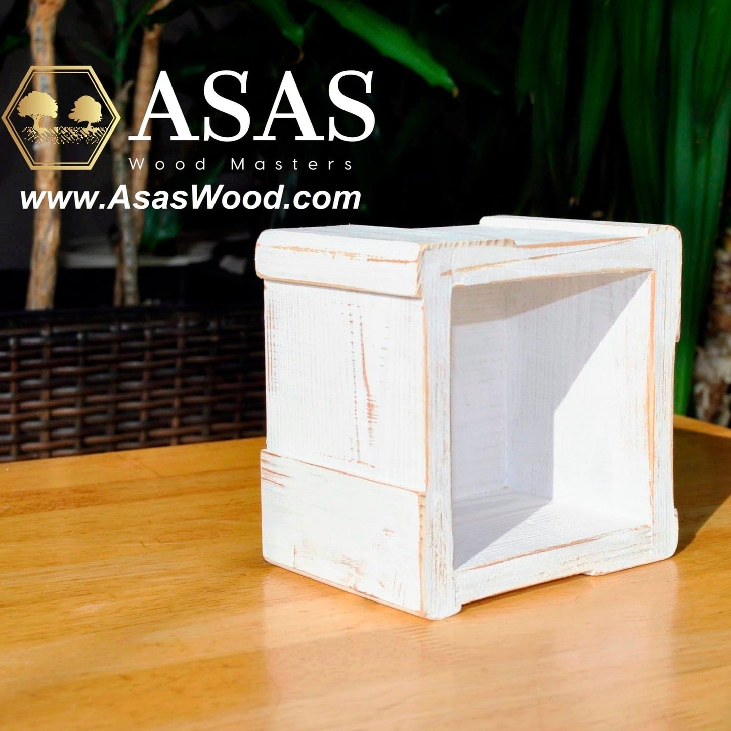 wooden box white aged, made by asaswood