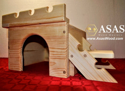 wooden guinea pig castle with stairs