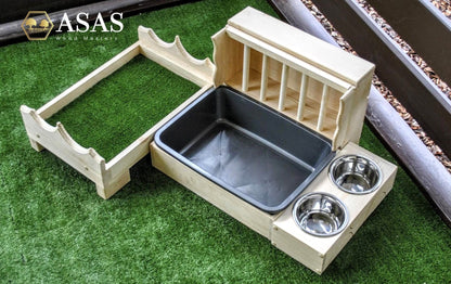 Rabbit Furniture set ❤️ Hay feeder, litter box, food bowls station
