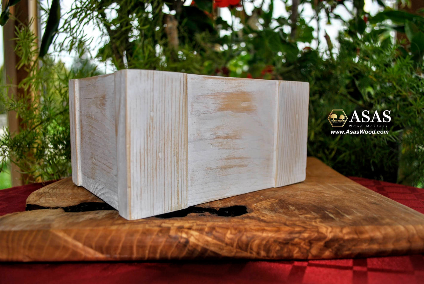 Boîte en bois rustique - Blanc vieilli ❤️