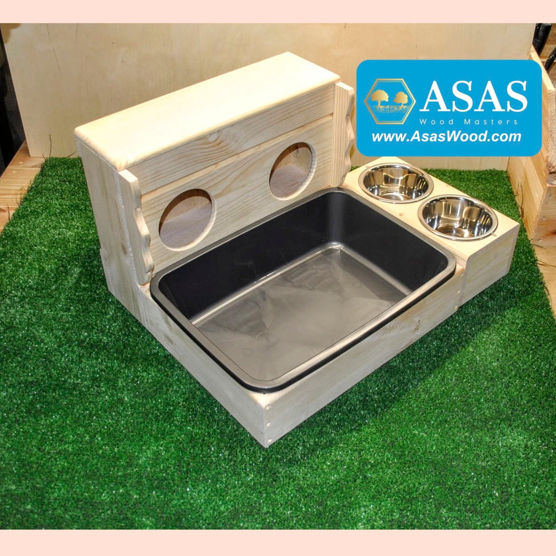Bunny Hay Feeder with Litter box and food bowl station