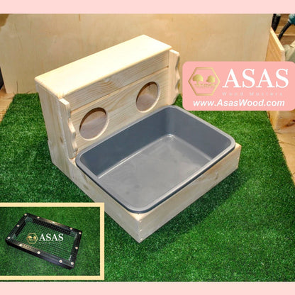 Bunny rabbit Hay Feeder with Litter box and wire mesh insert