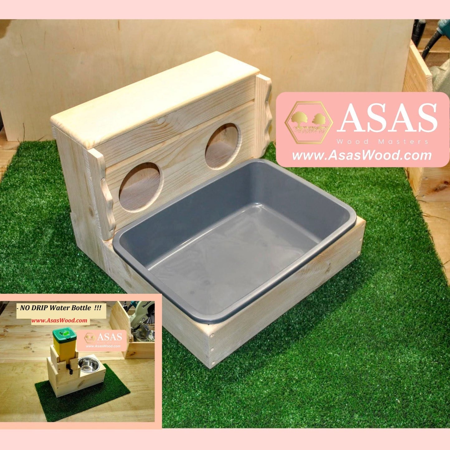 Bunny Hay Feeder with Litter box and nipple bottle station
