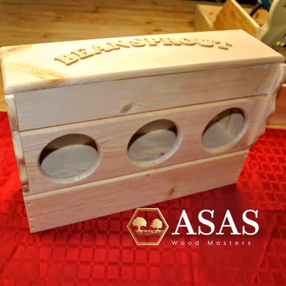 rabbit hay feeder with holes Large or medium, made by asaswood