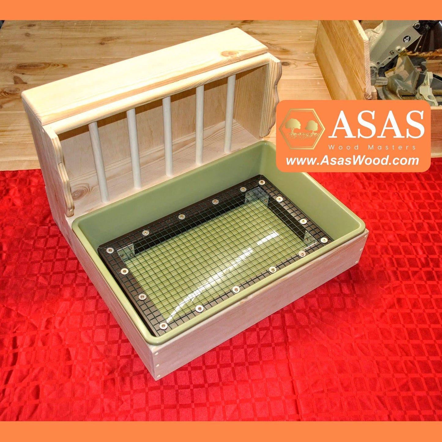 Rabbit hay feeder with litter box large size, made by asaswood