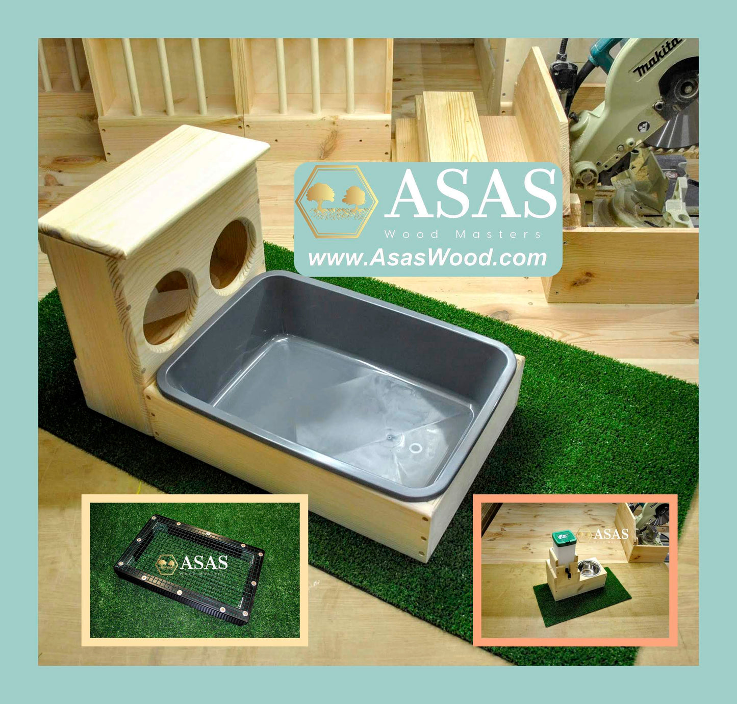 rabbit litter box with wire mesh insert and hay feeder in one combo