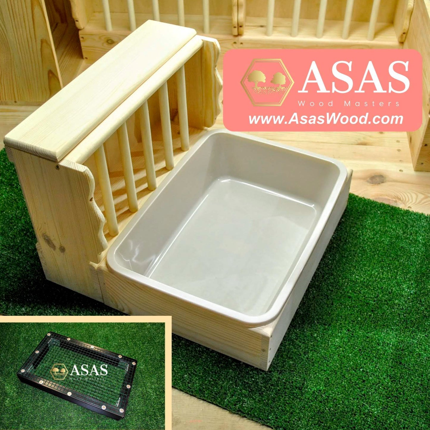 buautifull light rabbit litter box with hay feeder and wire mesh to protect bunny feet