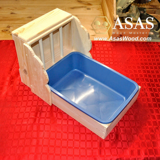 rabbit hay feeder unique with wooden sides for hay waste protection 