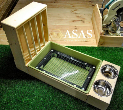 wooden Rabbit hay feeder with litter box xl size