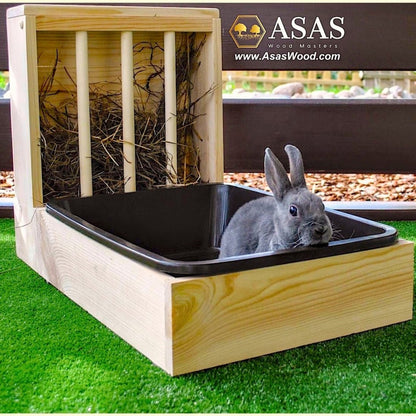 rabbit hay feeder, rabbit litter box